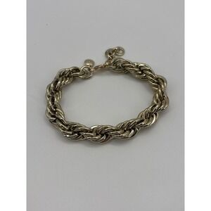 J CREW Factory Twisted Rope Chain Bracelet Gold Tone Lobster Clasp